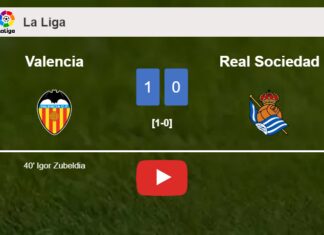 Valencia conquers Real Sociedad 1-0 with a late and unfortunate own goal from I. Zubeldia. HIGHLIGHTS