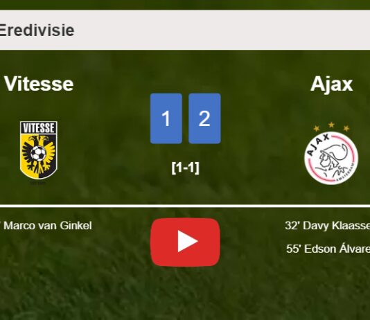 Ajax recovers a 0-1 deficit to top Vitesse 2-1. HIGHLIGHTS