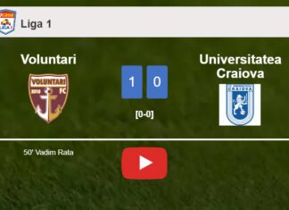 Voluntari beats Universitatea Craiova 1-0 with a goal scored by V. Rata. HIGHLIGHTS