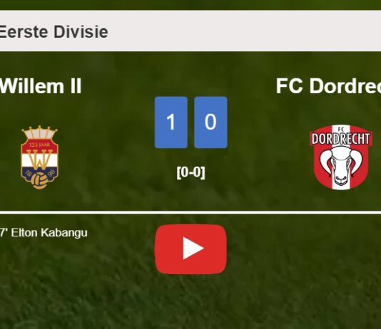 Willem II defeats FC Dordrecht 1-0 with a goal scored by E. Kabangu. HIGHLIGHTS