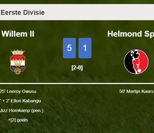 Willem II annihilates Helmond Sport 5-1 showing huge dominance
