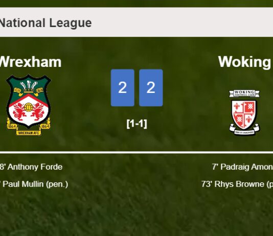 Wrexham and Woking draw 2-2 on Tuesday