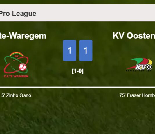 Zulte-Waregem and KV Oostende draw 1-1 on Sunday