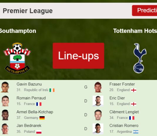 PREDICTED STARTING LINE UP: Southampton vs Tottenham Hotspur - 18-03-2023 Premier League - England