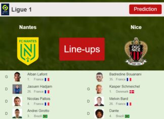 PREDICTED STARTING LINE UP: Nantes vs Nice - 12-03-2023 Ligue 1 - France