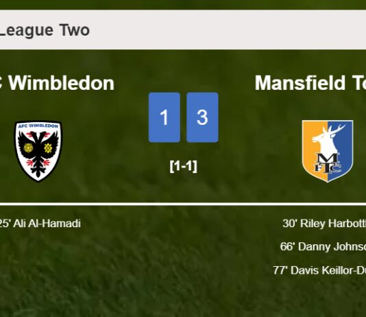 Mansfield Town beats AFC Wimbledon 3-1 after recovering from a 0-1 deficit