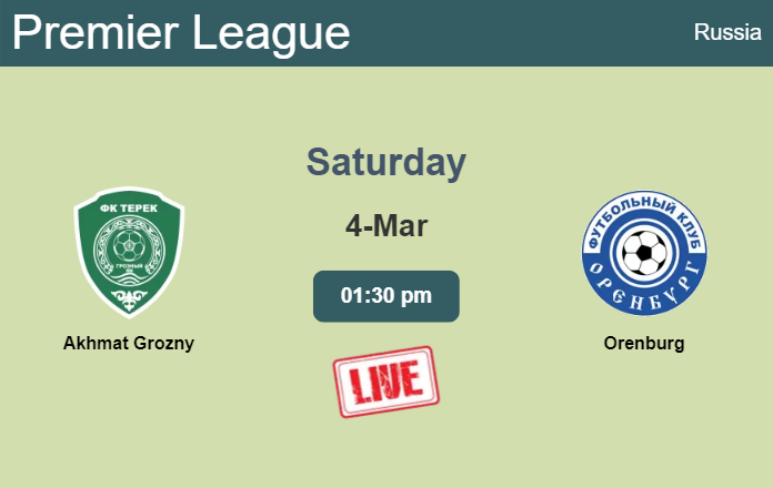 How to watch Akhmat Grozny vs. Orenburg on live stream and at what time