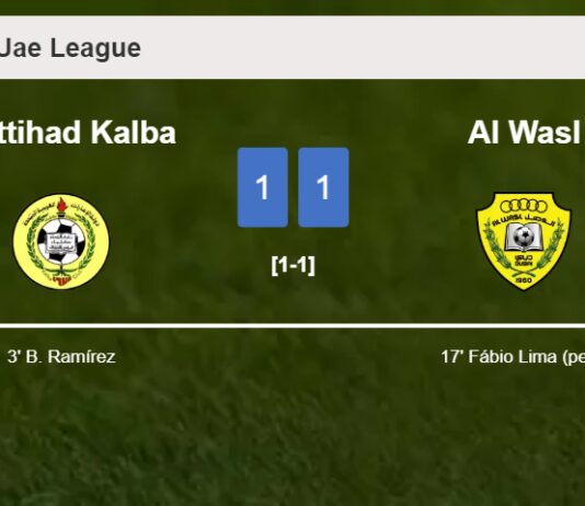Al Ittihad Kalba and Al Wasl draw 1-1 on Saturday