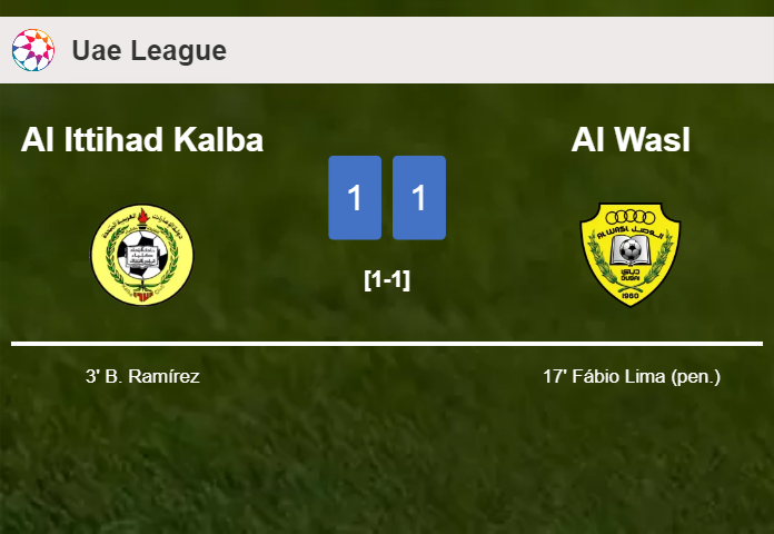 Al Ittihad Kalba and Al Wasl draw 1-1 on Saturday