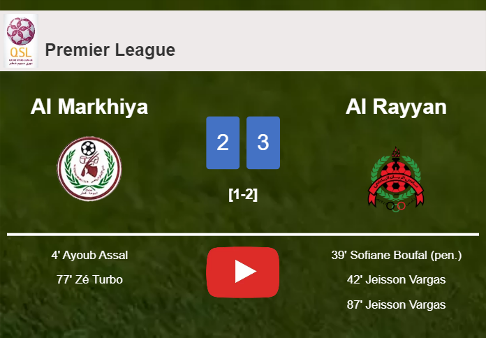 Al Rayyan beats Al Markhiya 3-2. HIGHLIGHTS