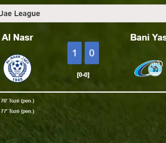 Al Nasr tops Bani Yas 1-0 with a goal scored by Tozé