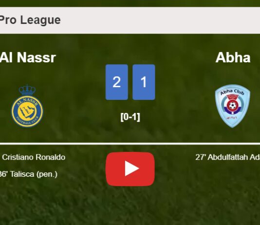 Al Nassr recovers a 0-1 deficit to defeat Abha 2-1. HIGHLIGHTS