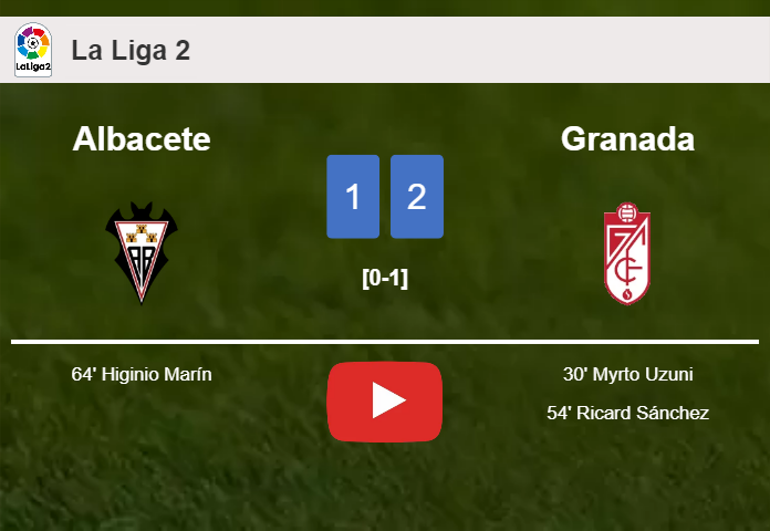Granada prevails over Albacete 2-1. HIGHLIGHTS