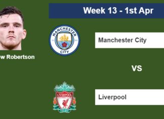 FPL. Andrew Robertson a good pick before facing Manchester City on Saturday 1st of April for the 13th week.
