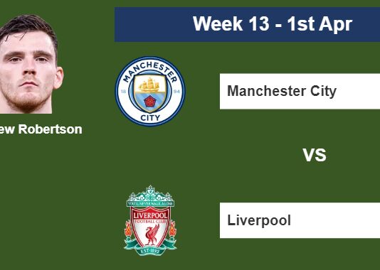 FPL. Andrew Robertson a good pick before facing Manchester City on Saturday 1st of April for the 13th week.