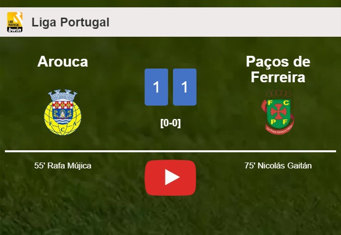 Arouca and Paços de Ferreira draw 1-1 after João Basso didn't score a penalty. HIGHLIGHTS
