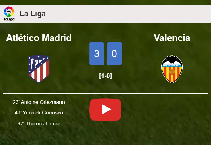 Atlético Madrid beats Valencia 3-0. HIGHLIGHTS