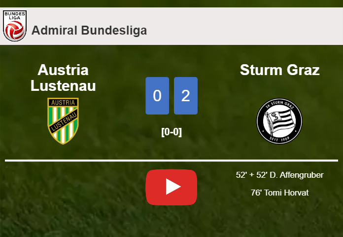 Sturm Graz defeats Austria Lustenau 2-0 on Saturday. HIGHLIGHTS