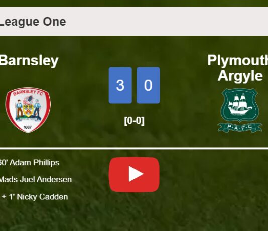 Barnsley beats Plymouth Argyle 3-0. HIGHLIGHTS