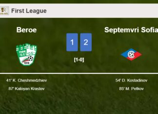 Septemvri Sofia recovers a 0-1 deficit to overcome Beroe 2-1