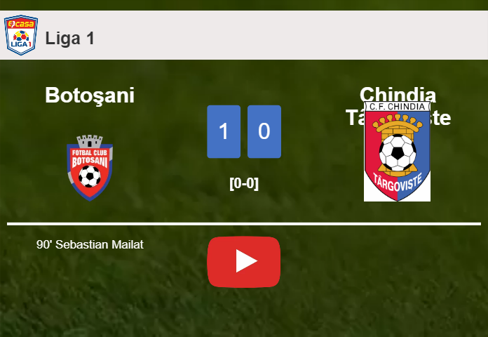 Botoşani beats Chindia Târgovişte 1-0 with a late goal scored by S. Mailat. HIGHLIGHTS