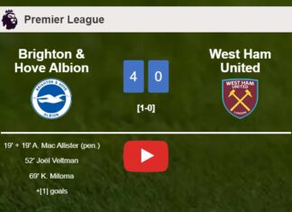Brighton & Hove Albion obliterates West Ham United 4-0 with an outstanding performance. HIGHLIGHTS