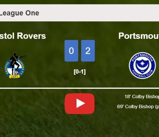 C. Bishop scores a double to give a 2-0 win to Portsmouth over Bristol Rovers. HIGHLIGHTS