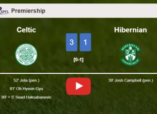 Celtic conquers Hibernian 3-1 after recovering from a 0-1 deficit. HIGHLIGHTS