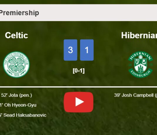 Celtic conquers Hibernian 3-1 after recovering from a 0-1 deficit. HIGHLIGHTS