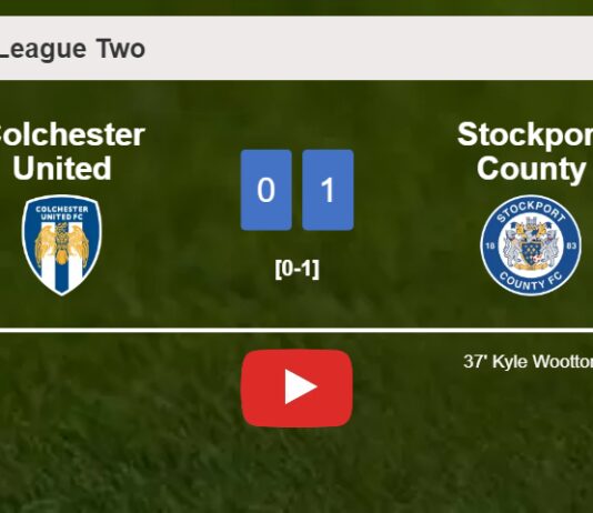 Stockport County defeats Colchester United 1-0 with a goal scored by K. Wootton. HIGHLIGHTS