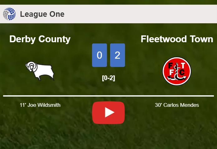 Fleetwood Town defeats Derby County 2-0 on Saturday. HIGHLIGHTS