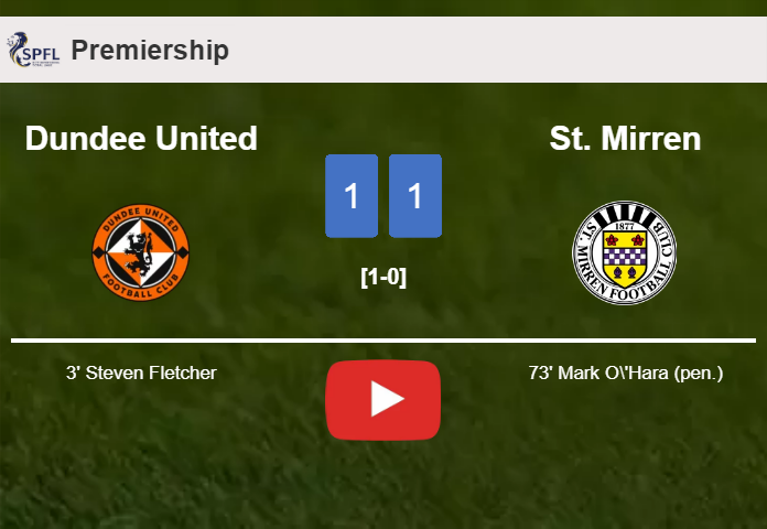 Dundee United and St. Mirren draw 1-1 on Saturday. HIGHLIGHTS