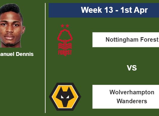 FANTASY PREMIER LEAGUE. Emmanuel Dennis statistics before facing Wolverhampton Wanderers on Saturday 1st of April for the 13th week.