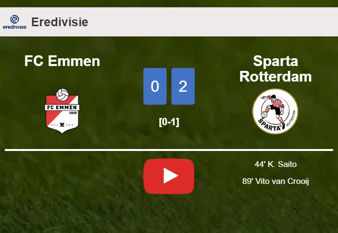 Sparta Rotterdam defeated FC Emmen with a 2-0 win. HIGHLIGHTS