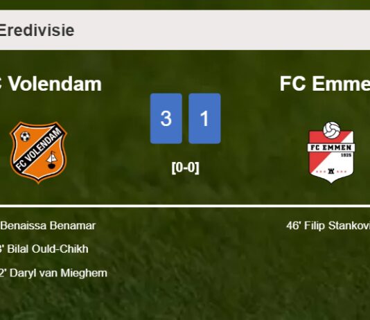 FC Volendam conquers FC Emmen 3-1 after recovering from a 0-1 deficit