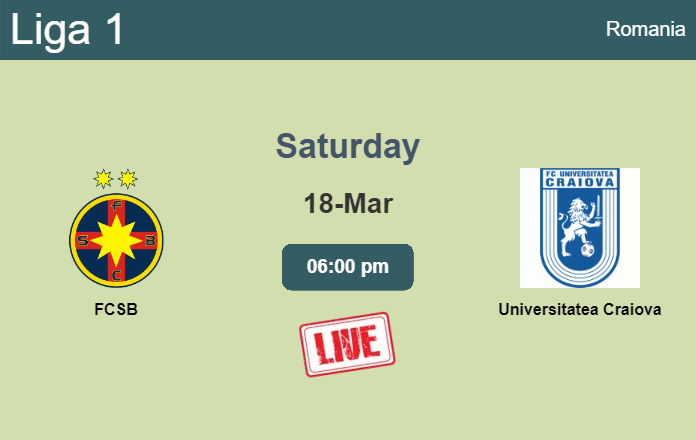 How to watch FCSB vs. Universitatea Craiova on live stream and at what time