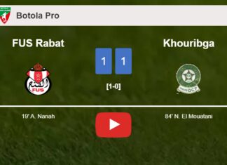FUS Rabat and Khouribga draw 1-1 on Saturday. HIGHLIGHTS