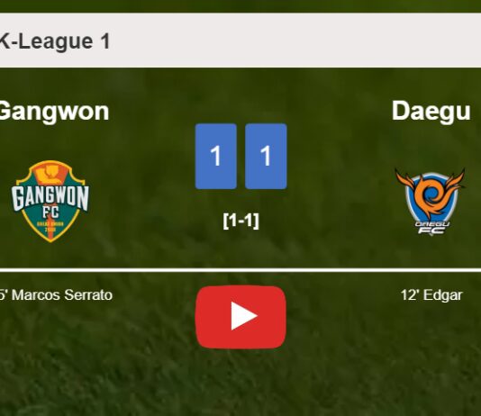 Gangwon and Daegu draw 1-1 on Saturday. HIGHLIGHTS