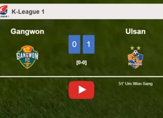 Ulsan beats Gangwon 1-0 with a goal scored by U. Won-Sang. HIGHLIGHTS