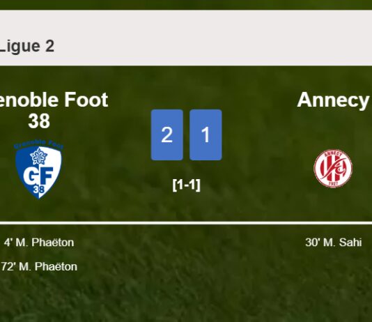 Grenoble Foot 38 prevails over Annecy 2-1 with M. Phaëton scoring 2 goals