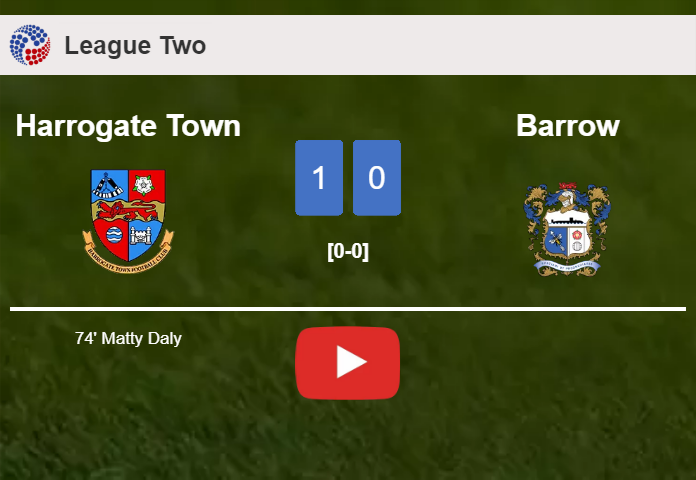Harrogate Town conquers Barrow 1-0 with a goal scored by M. Daly. HIGHLIGHTS