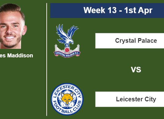 FANTASY PREMIER LEAGUE. James Maddison statistics before facing Crystal Palace on Saturday 1st of April for the 13th week.