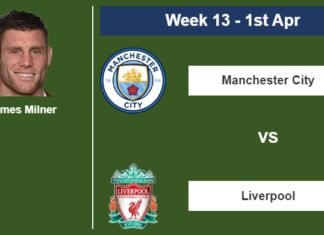 FANTASY PREMIER LEAGUE. James Milner statistics before facing Manchester City on Saturday 1st of April for the 13th week.