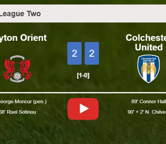 Colchester United manages to draw 2-2 with Leyton Orient after recovering a 0-2 deficit. HIGHLIGHTS