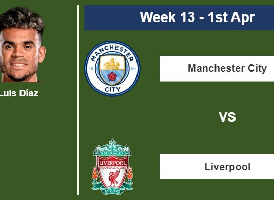 FANTASY PREMIER LEAGUE. Luis Díaz statistics before facing Manchester City on Saturday 1st of April for the 13th week.