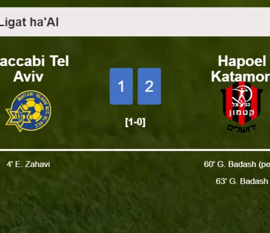 Hapoel Katamon recovers a 0-1 deficit to beat Maccabi Tel Aviv 2-1 with G. Badash scoring a double