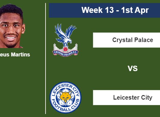 FANTASY PREMIER LEAGUE. Mateus Martins statistics before facing Crystal Palace on Saturday 1st of April for the 13th week.