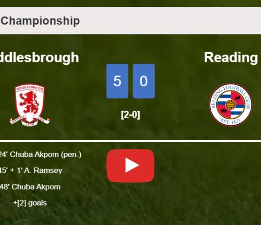 Middlesbrough annihilates Reading 5-0 showing huge dominance. HIGHLIGHTS