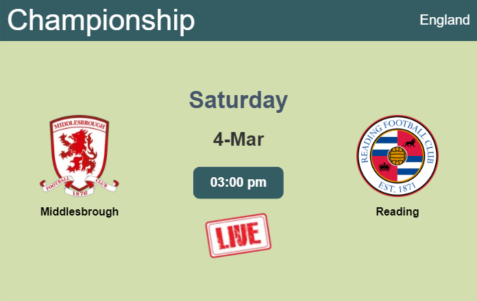 How to watch Middlesbrough vs. Reading on live stream and at what time