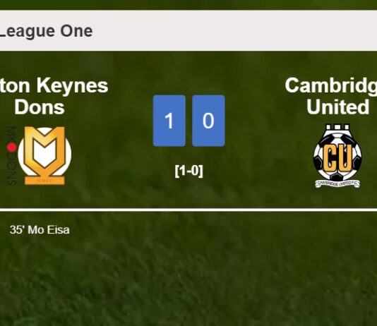 Milton Keynes Dons defeats Cambridge United 1-0 with a goal scored by M. Eisa